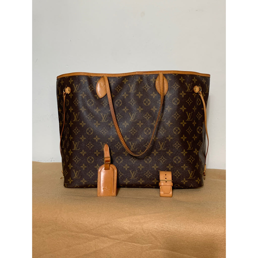 Authentic Louis Vuitton Neverfull GM Brown Monogram Leather Shoulder Bag XL