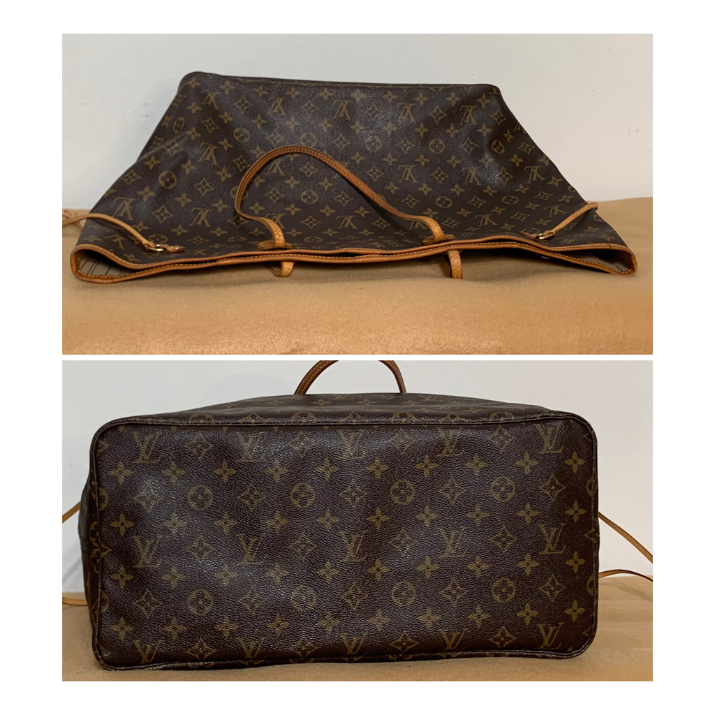 Authentic Louis Vuitton Neverfull GM Brown Monogram Leather Shoulder Bag XL