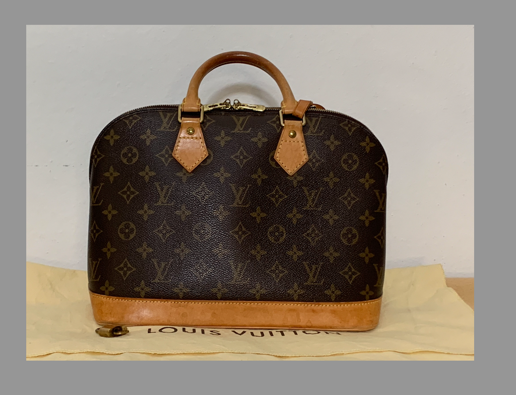 Louis Vuitton Vintage Alma Handbag Purse + Lock LV Dustbag Bundle