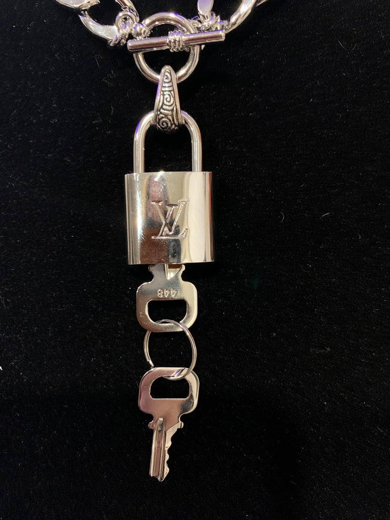 Silver Chunky Necklace with Toggle + Louis Vuitton Lock & Key
