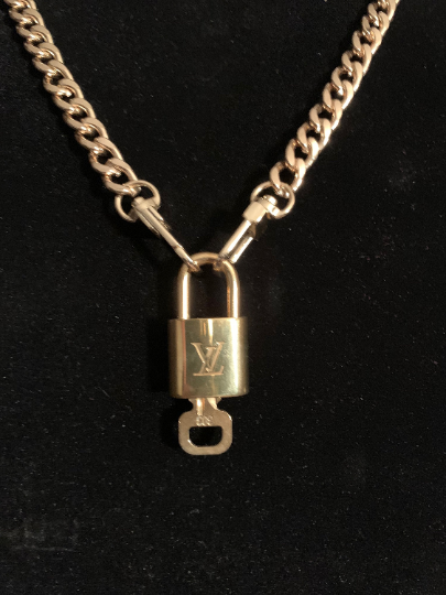 LV Charm Necklace - Gold Filled Curb Chain – Beauty Bird Vintage