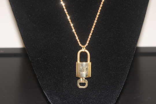 Gold Key & Lock + Gold Plated Long Rope Chain Necklace